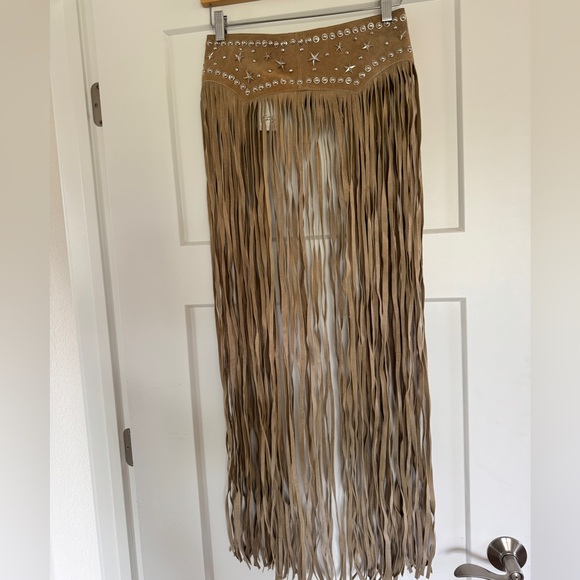 Paris Texas Tan Fringe Maxi Belt by Free People - Picture 12 of 17
